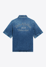 Dolce & Gabbana Kids Boys Logo Embroidered Denim Shirt Blue L44S32 LDC94 S9000