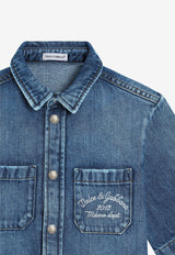 Dolce & Gabbana Kids Boys Logo Embroidered Denim Shirt Blue L44S32 LDC94 S9000
