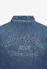 Dolce & Gabbana Kids Boys Logo Embroidered Denim Shirt Blue L44S32 LDC94 S9000