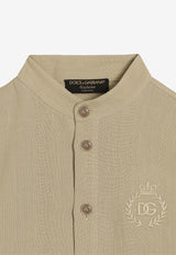 Dolce & Gabbana Kids Boys Logo Embroidered Short-Sleeved Shirt Beige L44S38 G7O9A M9444