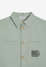 Dolce & Gabbana Kids Boys DG Logo Sateen Shirt Green L44S68 FUFKA V9517