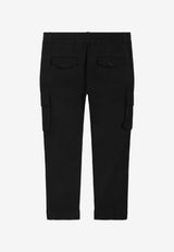 Dolce & Gabbana Kids Boys Logo Plaque Cargo Pants Black L45P22 FUFJH N0000