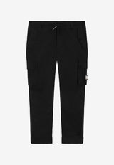 Dolce & Gabbana Kids Boys Logo Plaque Cargo Pants Black L45P22 FUFJH N0000