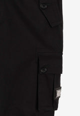 Dolce & Gabbana Kids Boys Logo Plaque Cargo Pants Black L45P22 FUFJH N0000