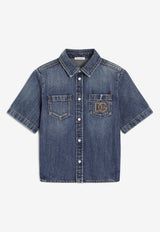 Dolce & Gabbana Kids Boys DG Logo Denim Shirt Denim L45S05 LDE06 S9000