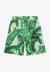 Dolce & Gabbana Kids Boys Banana Tree Print Shorts L4JQS3 HS7NJ H2005 Green
