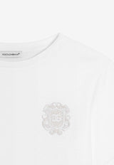 Dolce & Gabbana Kids Boys Appliqué Badge T-shirt White L4JTHU G7QK3 W0800