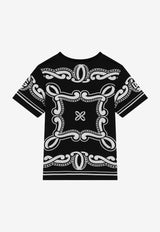 Dolce & Gabbana Kids Boys Bandanna Print Crewneck T-shirt Black L4JTHU II7FY HN9RA