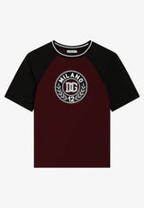Dolce & Gabbana Kids Boys DG Logo Print Jersey T-shirt Burgundy L4JTKA G7PUU S9000