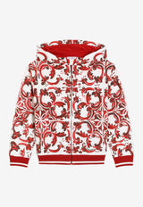 Dolce & Gabbana Kids Boys Majolica Print Zip-Up Hoodie Multicolor L4JWJT II7KU IQ5DQ