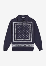 Dolce & Gabbana Kids Boys Bandana Print Half-Zip Sweatshirt Blue L4JWLG G7OLL B0665