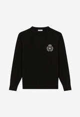 Dolce & Gabbana Kids Boys DG Logo Patch Wool Sweater Black L4KW22 JCVXQ N0000