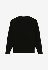 Dolce & Gabbana Kids Boys DG Logo Patch Wool Sweater Black L4KW22 JCVXQ N0000