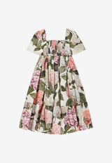 Dolce & Gabbana Kids Girls Hydrangea Print Poplin Dress Multicolor L53DE7 HS5T6 HA5XG
