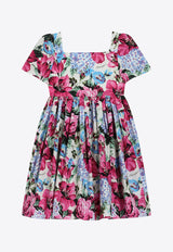 Dolce & Gabbana Kids Girls Floral Print Poplin Dress Multicolor L53DF6 HS5TP HA5MH