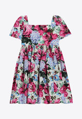 Dolce & Gabbana Kids Girls Floral Print Poplin Dress Multicolor L53DF6 HS5TP HA5MH