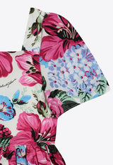 Dolce & Gabbana Kids Girls Floral Print Poplin Dress Multicolor L53DF6 HS5TP HA5MH
