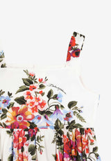 Dolce & Gabbana Kids Girls Flower Bouquet Print Sleeveless Dress Multicolor L53DI6 HS5UU HA5ZO