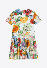 Dolce & Gabbana Kids Girls Floral Print Poplin Dress Multicolor L53DX6 HS5S5 HA5KU