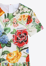 Dolce & Gabbana Kids Girls Floral Print Poplin Dress Multicolor L53DX6 HS5S5 HA5KU