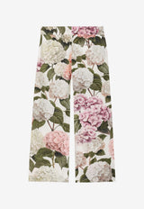 Dolce & Gabbana Kids Girls Hydrangea Print Oversized Pants Multicolor L53P50 HS5T6 HA5XG