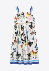 Dolce & Gabbana Kids Girls Butterfly Print Poplin Dress Multicolor L54DE4 FI5KS HB5KB