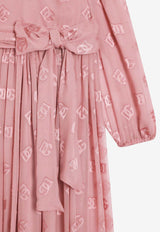 Dolce & Gabbana Kids Girls DG Logo Jacquard Satin Dress Pink L54DE7 FJTBR F0473