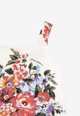 Dolce & Gabbana Kids Girls Flower Bouquet Print Dress Multicolor L54DI0 FSFOZ HA5ZO