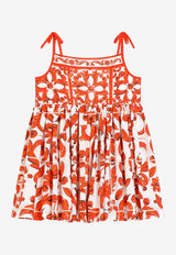 Dolce & Gabbana Kids Girls Majolica Print Poplin Dress Multicolor L54DN8 G7P4N IR5DQ