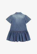 Dolce & Gabbana Kids Girls DG Logo Washed Chambray Dress Blue L54DO6 LDD55 S9000
