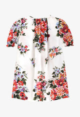 Dolce & Gabbana Kids Girls Flower Bouquet Print Mini Dress Multicolor L54DQ3 HS5UU HA5ZO