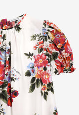 Dolce & Gabbana Kids Girls Flower Bouquet Print Mini Dress Multicolor L54DQ3 HS5UU HA5ZO