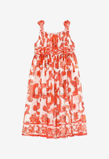 Dolce & Gabbana Kids Girls Majolica Print Chiffon Dress Multicolor L54DT8 G7P4P IO5DQ