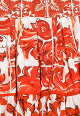 Dolce & Gabbana Kids Girls Majolica Print Pleated Skirt Multicolor L54I49 G7P4N IO5DQ