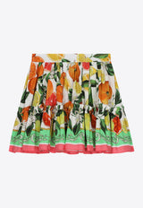 Dolce & Gabbana Kids Girls Lemon and Orange Print Skirt L54I58 G7L9A HV5AN Multicolor