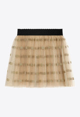 Dolce & Gabbana Kids Girls DG Logo Embroidered Tulle Skirt Gold L54I61 ILMBM S0997