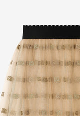 Dolce & Gabbana Kids Girls DG Logo Embroidered Tulle Skirt Gold L54I61 ILMBM S0997