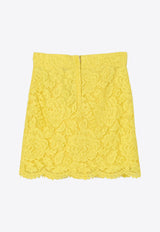 Dolce & Gabbana Kids Girls A-line Lace Skirt L54I88 HLM7L A3776 Yellow