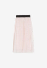 Dolce & Gabbana Kids Girls Rhinestone Appliqués Tulle Skirt Pink L55I39 HLMXC F0658