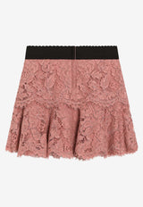 Dolce & Gabbana Kids Girls DG Logo Lace Skirt Pink L55I47 HLM7L F0473