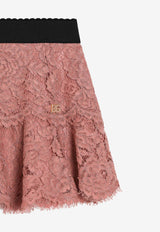 Dolce & Gabbana Kids Girls DG Logo Lace Skirt Pink L55I47 HLM7L F0473