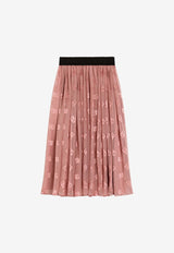 Dolce & Gabbana Kids Girls DG Logo Jacquard Satin Skirt Pink L55I48 FJTBR F0473