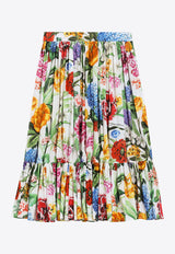 Dolce & Gabbana Kids Girls Floral Print Pleated Skirt Multicolor L55I53 HS5S5 HA5KU