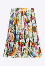 Dolce & Gabbana Kids Girls Floral Print Pleated Skirt Multicolor L55I53 HS5S5 HA5KU