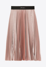 Dolce & Gabbana Kids Girls Logo Embroidered Plisse Skirt Pink L55I55 G7O3M S9000