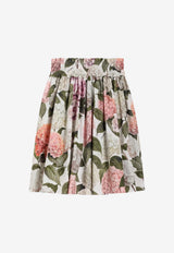 Dolce & Gabbana Kids Girls Hydrangea Print Pleated Skirt Multicolor L55I83 HS5T6 HA5XG