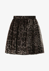 Dolce & Gabbana Kids Girls Leopard Print Tulle Skirt Brown L55I86 HSMV5 HY13M
