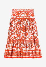 Dolce & Gabbana Kids Girls Majolica Print Ruffled Skirt Multicolor L56I02 G7P4J IO5DQ