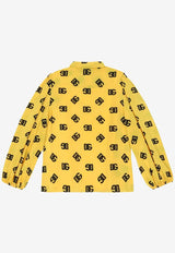 Dolce & Gabbana Kids Girls Logo Monogram Pussy-Bow Shirt L56S03 IS1SZ H4VAN