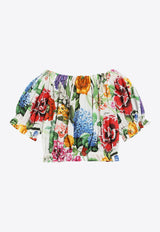 Dolce & Gabbana Kids Girls Floral Print Cropped Top Multicolor L56S24 HS5S5 HA5KU